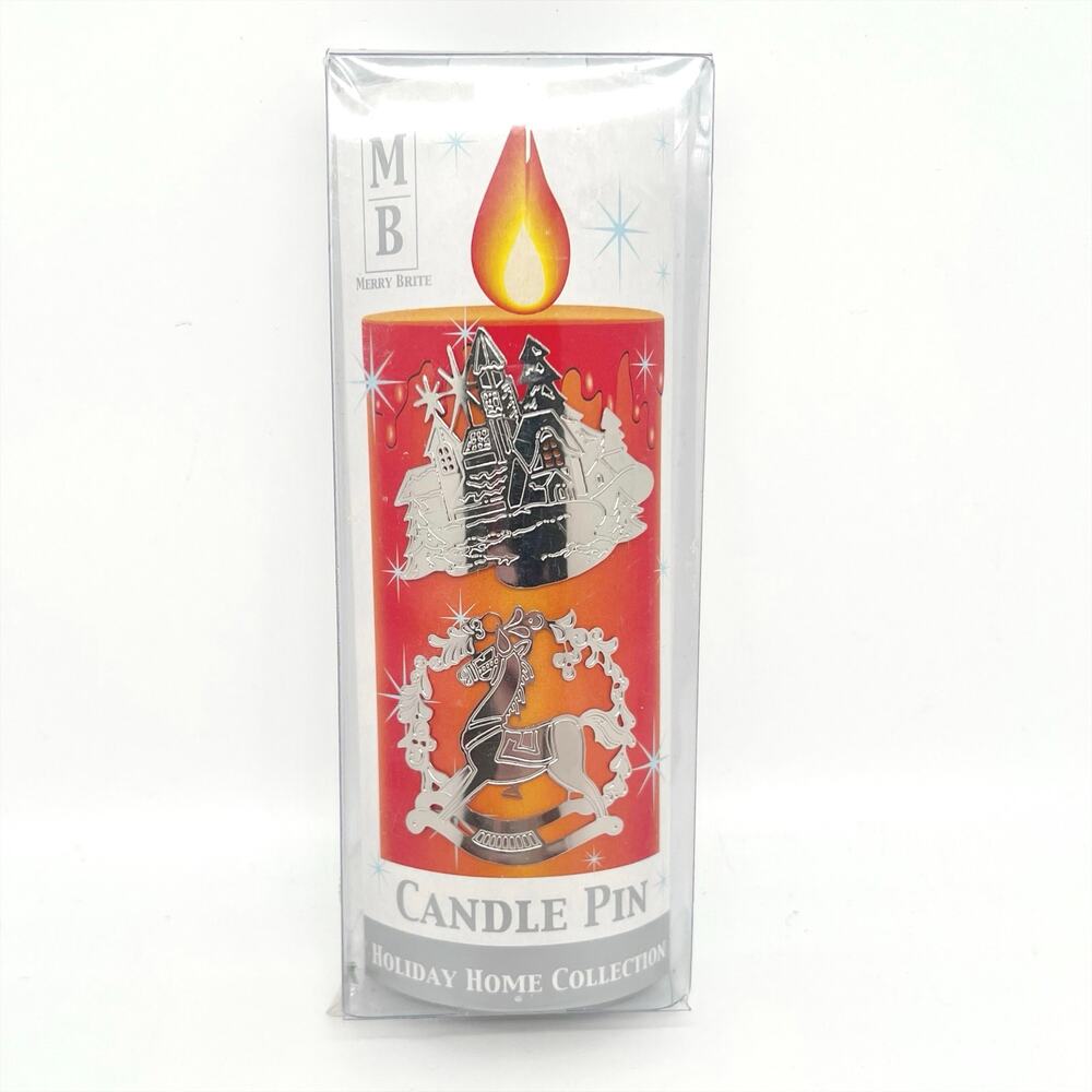 Merry & Bright Holiday Home Collection Set of 2 Silver Tone Metal Candle Pins